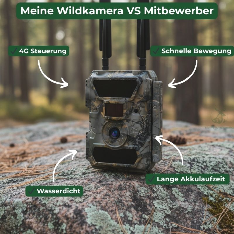 MeineWildkamera Wildkamera 4G LTE Nachtsicht 24MP Full HD, Adler Pro Jagdkamera IP66