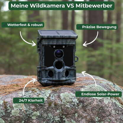 Wildkamera Solar – Nachtsicht & PIR-Bewegungssensor, 0,2s Auslösezeit, Jagdkamera